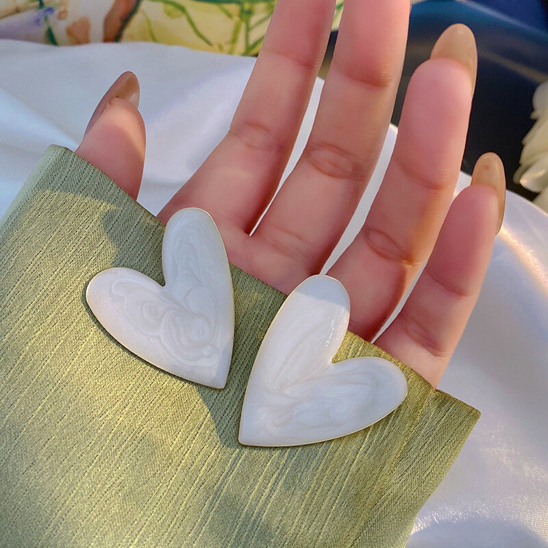 Bijele boje Cvjetne viseće naušnice za žene Okrugli naušnice u obliku srca, cvijet, okrugli list, trokut, biserna mašna, okrugle naušnice, nakit Brincos