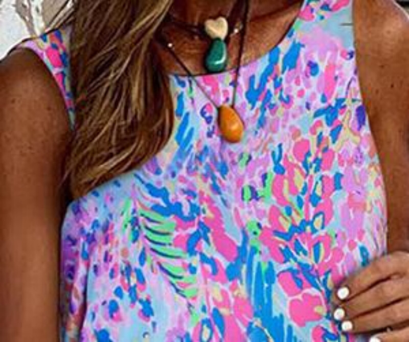 Nauja plona gėlių rašto kirpimo suknelė Slim Fit megztinis su apvaliu kaklu ilgas sijonas moterims