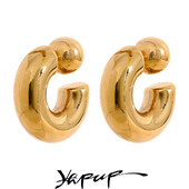 Yhpup roostevabast terasest C-kujuline ümmargune turske ebatavaline kõrvarõngad ehted veekindlast metallist tekstuuriga atraktiivsed naiste aksessuaarid kingitus