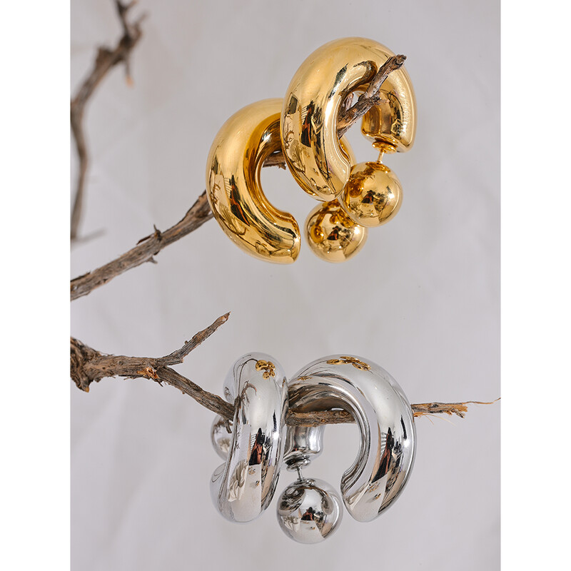 Yhpup roostevabast terasest C-kujuline ümmargune turske ebatavaline kõrvarõngad ehted veekindlast metallist tekstuuriga atraktiivsed naiste aksessuaarid kingitus