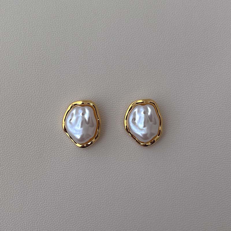 2024, cercei cu perle neregulate din metal, la modă, pentru femei, eleganti, auriu, argintiu, cercei geometrici cu personalitate, bijuterii