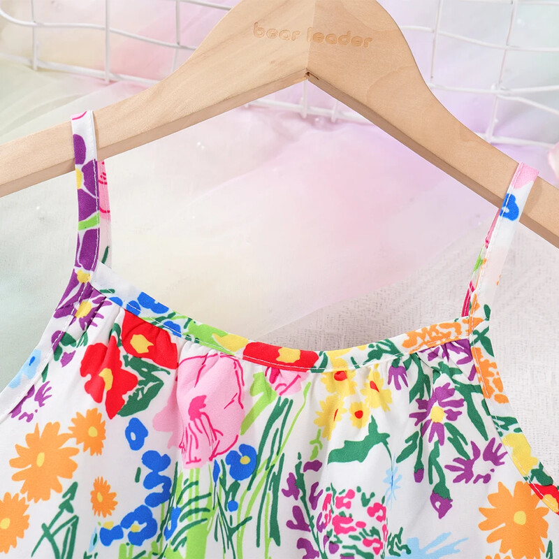 Dječja odjeća Ljeto 2023. za djevojčice, modna haljina bez rukava s naramenicama, dječja haljina za plažu, blagdanska haljina za djevojčice