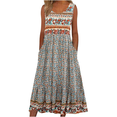 Euroopa ja Ameerika Ühendriigid 2024 kevad/suvi uus mustriga varrukateta pullover kleit naiste vabaaja kleit