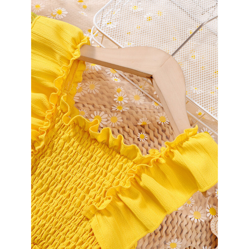 Lastele Tüdrukutele Suveprintsessi kleidid Varrukateta ühevärvilised volangid Moodsad sünnipäevakleidid 4–7-aastastele tüdrukutele