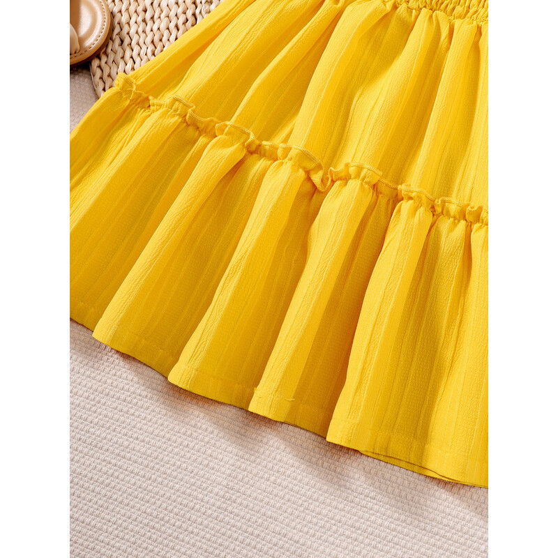 Lastele Tüdrukutele Suveprintsessi kleidid Varrukateta ühevärvilised volangid Moodsad sünnipäevakleidid 4–7-aastastele tüdrukutele