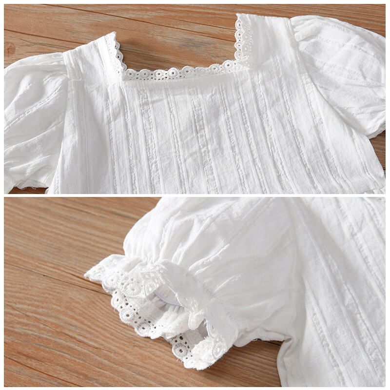 Little Maven 2024 Beebitüdrukute suveriided Elegantne valge pitsiga kleit Lastele Armas printsesskleit