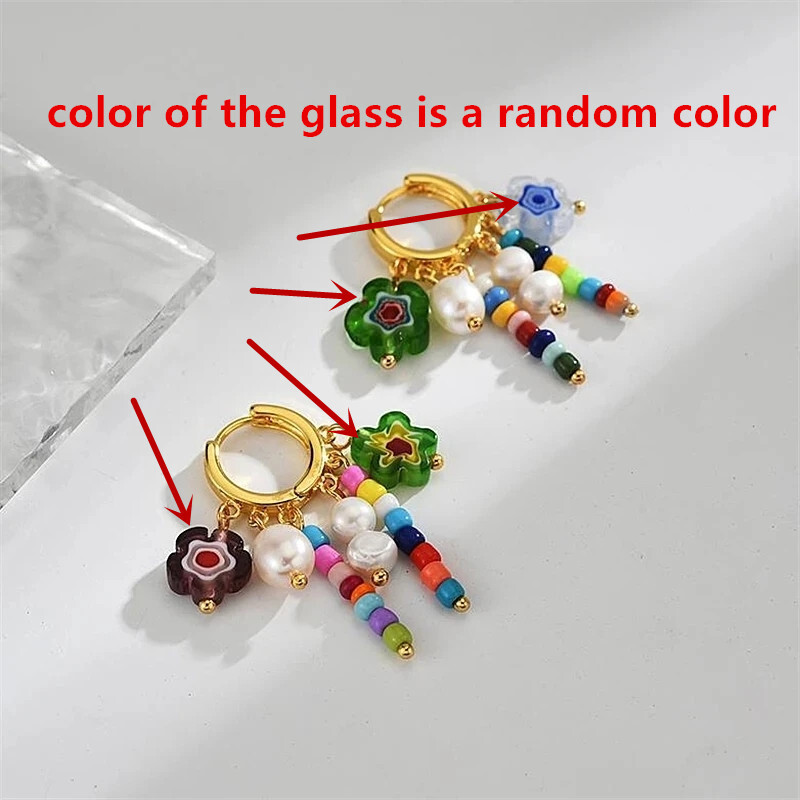 XIALUOKE Geometrijske perle pune boje Srcolike naušnice za uši za žene Bohemijanske naušnice s osobnošću Nakit za zabave