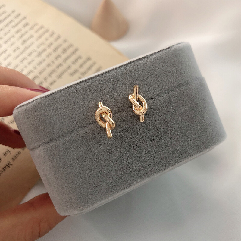 Κορεατικά μοντέρνα σκουλαρίκια από ανοξείδωτο ατσάλι για γυναίκες 2023 trending χρυσό χρώμα Σκουλαρίκια με απλό κόμπο Γυναικεία αξεσουάρ Kpop