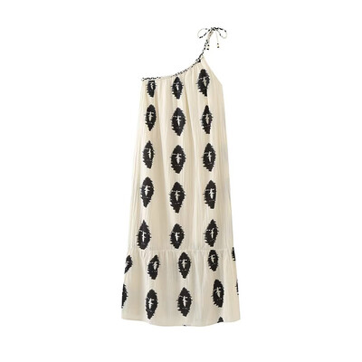 SIYANG naiste moetrükiga asümmeetriline Midi kleit Seksikas seljata reguleeritav lipsupael Naiste kleidid Vestidos Mujer