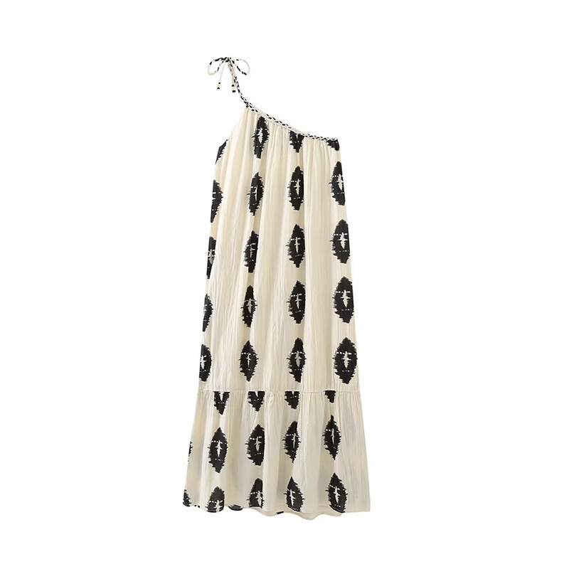 SIYANG naiste moetrükiga asümmeetriline Midi kleit Seksikas seljata reguleeritav lipsupael Naiste kleidid Vestidos Mujer