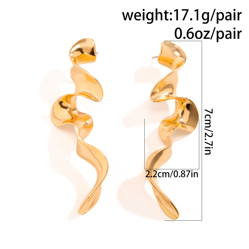IngeSight.Z Cercei cu picătură lungi, neregulați, de metal, răsucite, de epocă, pentru femei, cercei geometrici creativi, cu valuri de culoare aurie, bijuterii
