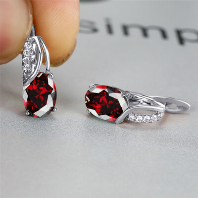 Vesisinine tsirkoon ovaalne kivist kõrvarõngad mitmevärvilised kristallist rõngaskõrvarõngad roosa kullavärvi kihluskõrvarõngad naistele Boho ehted