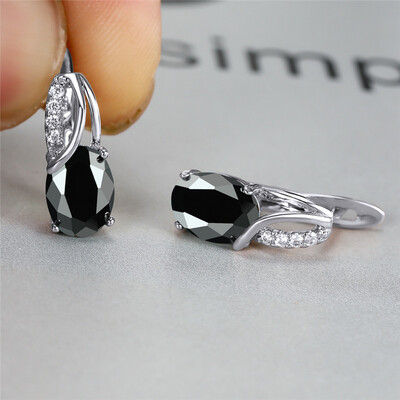 Vesisinine tsirkoon ovaalne kivist kõrvarõngad mitmevärvilised kristallist rõngaskõrvarõngad roosa kullavärvi kihluskõrvarõngad naistele Boho ehted