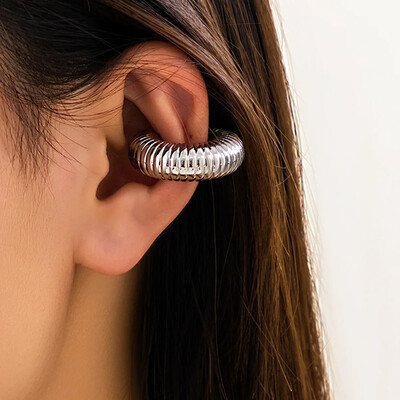 Punk, non-piercing, placat cu aur, în formă de C, ureche, cercel cu clemă gros, pentru femei, bijuterii cu tuburi groase pentru urechi