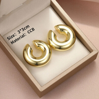 Punk, non-piercing, placat cu aur, în formă de C, ureche, cercel cu clemă gros, pentru femei, bijuterii cu tuburi groase pentru urechi