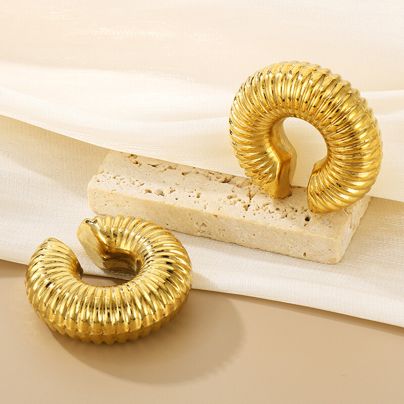 Punk, non-piercing, placat cu aur, în formă de C, ureche, cercel cu clemă gros, pentru femei, bijuterii cu tuburi groase pentru urechi