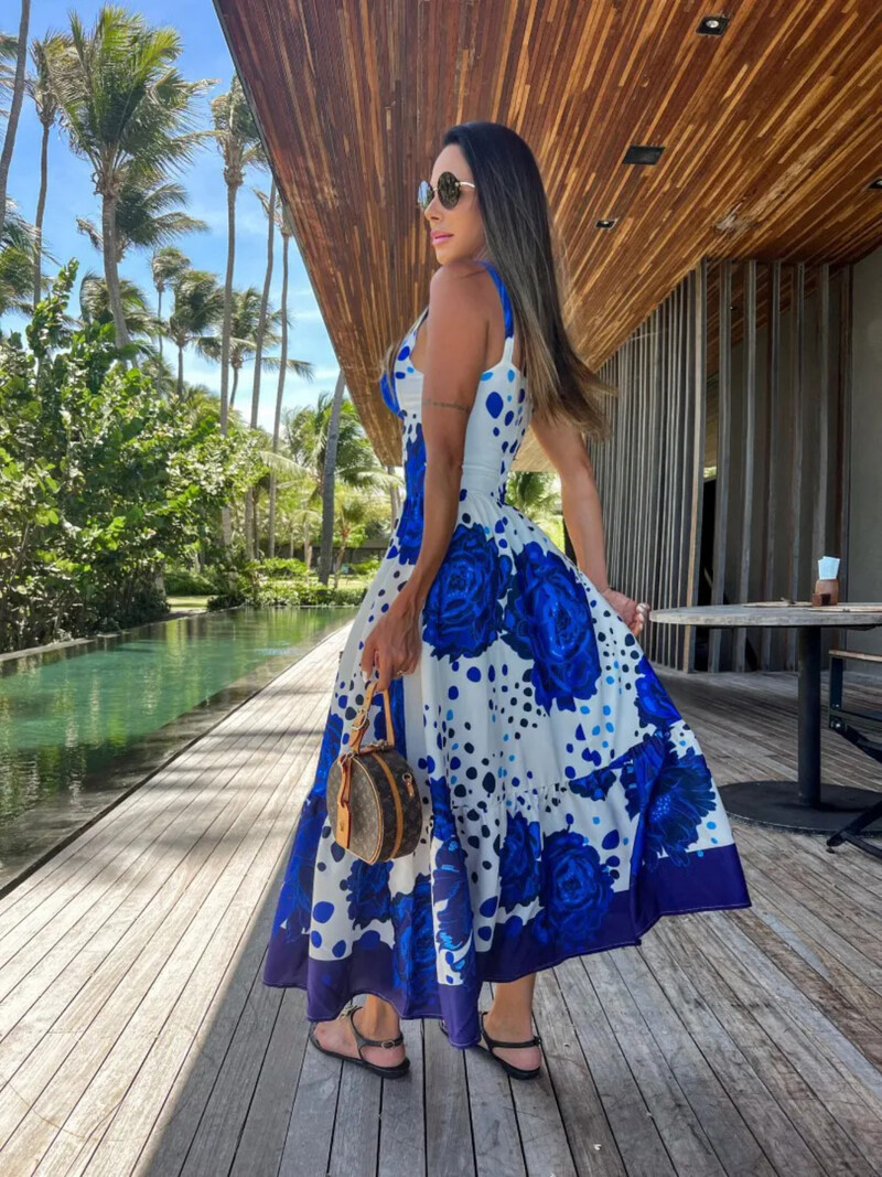 2024. aasta lilledega trükitud kollased kleidid naistele Elegantne varrukateta pikk kleit pühade pitsiline rüü Suvine Bodycon Vestidos Feminino