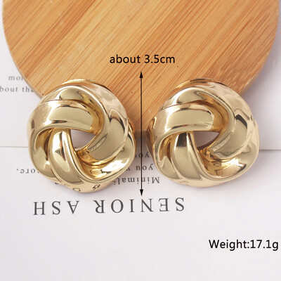 Noi cercei mari din metal pentru femei Cercei cu picătură exagerați în spirală de culoare aurie Bijuterii pentru urechi grele oorbellen voor vrouwen