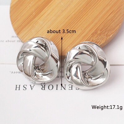 Noi cercei mari din metal pentru femei Cercei cu picătură exagerați în spirală de culoare aurie Bijuterii pentru urechi grele oorbellen voor vrouwen