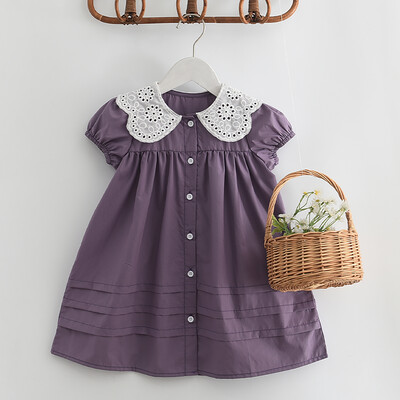 Rochie de vară pentru fete Bear Leader, guler din dantelă, cu mâneci bufante, elegante pentru copii, rochii de aniversare pentru copii, haine pentru copii, rochii