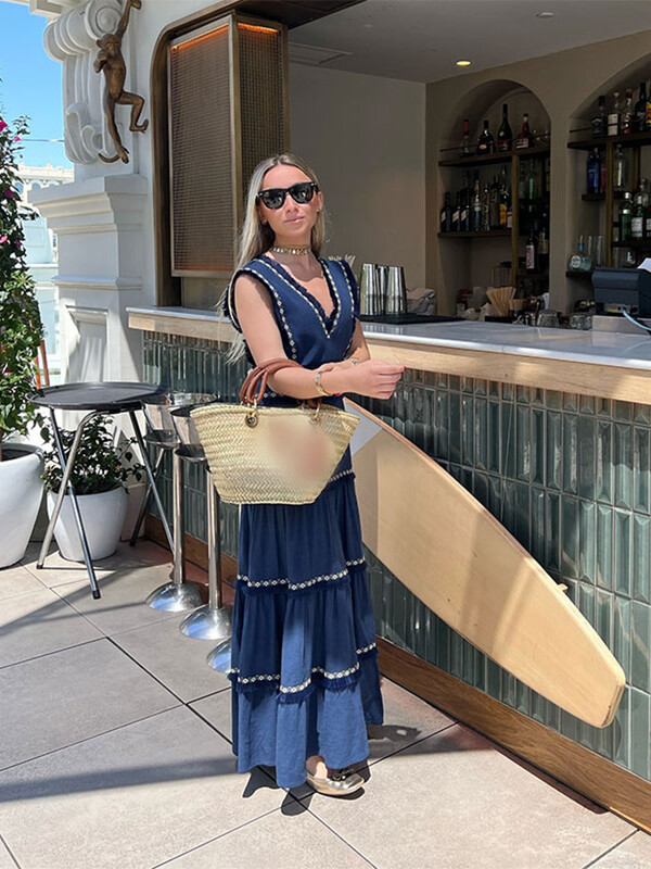 Rochie midi vintage șic cu volane îmbinate pentru femei, la modă, cu decolteu în V, fără mâneci, cu talie înaltă, rochii de club de petrecere pentru femei 2024