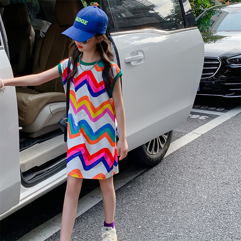 Ljetna haljina bez rukava za djevojčice Haljine za djevojčice s prugastim uzorkom Dječje haljine Ležerni stil Kostim za djevojčice 6 8 10 12 14