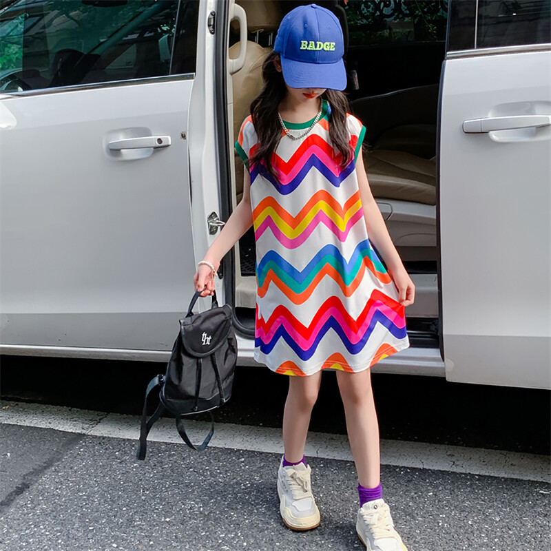 Ljetna haljina bez rukava za djevojčice Haljine za djevojčice s prugastim uzorkom Dječje haljine Ležerni stil Kostim za djevojčice 6 8 10 12 14