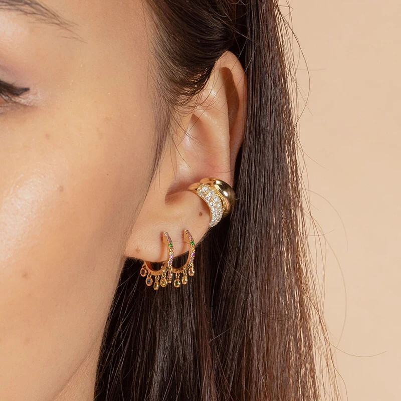 Γυναικεία σκουλαρίκια CRMYA Χρυσό χρώμα Γυναικεία Vintage Χρώμα CZ Zircon Piercing Γυναικεία σκουλαρίκια 2022 Trend Κοσμήματα Χονδρική