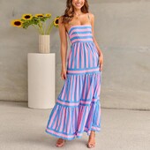 Rochie de vară fără mâneci, cu bretele, imprimate, cu bretele, sexy, cu tiv mare, rochii de sărbătoare