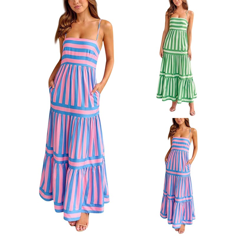 Rochie de vară fără mâneci, cu bretele, imprimate, cu bretele, sexy, cu tiv mare, rochii de sărbătoare