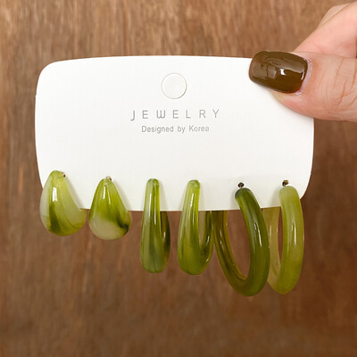 Trendikad akrüülist geomeetrilised kõrvarõngaste komplektid naistele Vintage Bohemia värvilised akrüülist C-kujulised kõrvarõngad moeehted kingitused