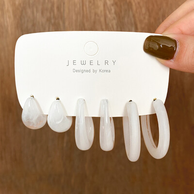 Trendikad akrüülist geomeetrilised kõrvarõngaste komplektid naistele Vintage Bohemia värvilised akrüülist C-kujulised kõrvarõngad moeehted kingitused