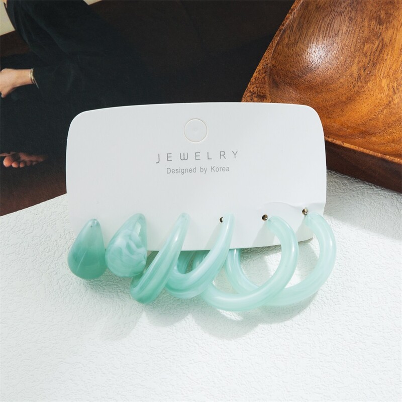 Trendikad akrüülist geomeetrilised kõrvarõngaste komplektid naistele Vintage Bohemia värvilised akrüülist C-kujulised kõrvarõngad moeehted kingitused