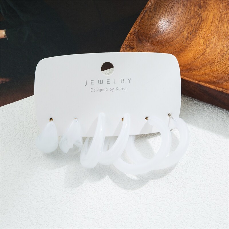 Trendikad akrüülist geomeetrilised kõrvarõngaste komplektid naistele Vintage Bohemia värvilised akrüülist C-kujulised kõrvarõngad moeehted kingitused