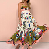 Ljetne lanene cvjetne maksi haljine za žene 2024. Seksi sarafani bez leđa A kroja Elegantne večernje haljine za zabavu Ženska ležerna haljina za plažu