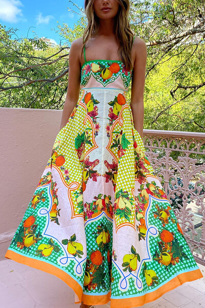 Moterų vasaros laisvalaikio meilės spausdintos suknelės Seksualios pakabinamos medvilnės ir kanapinės spalvos ilga suknelė Madingi berankoviai dideli drabužiai