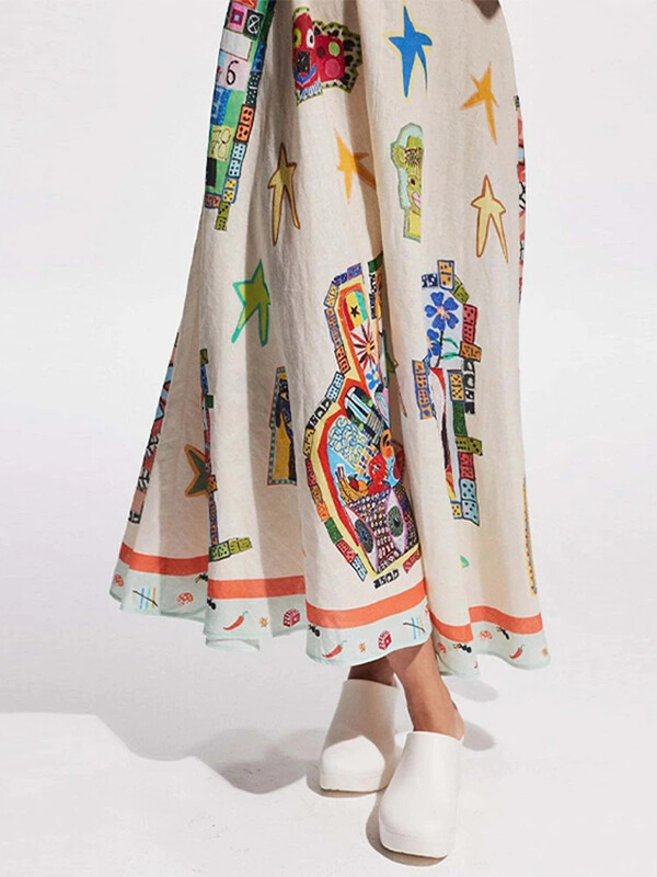 Madinga spausdinta suknele, skirta moterims, laisvalaikio kvadratinė apykakle, be rankovių, be nugarų moteriškos maksimalios suknelės 2024 m. Vasaros, Naujas, elegantiškas moteriškas chalatas