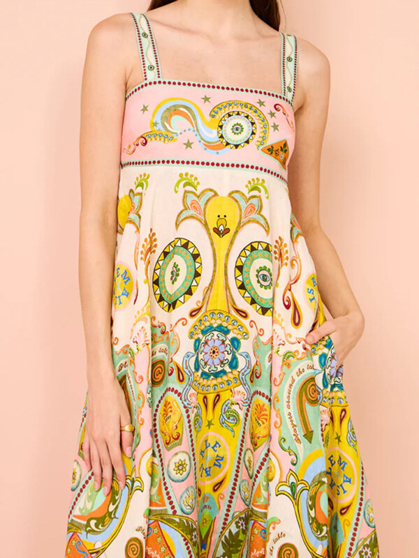 2024. aasta suvemoodsad ja elegantsed naiste puhkusestiilis pikad kleidid seksika trükitud varrukateta suure swingseelikuga