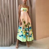 Ruffle Midi Γυναικείο φόρεμα Y2k Graphic Cute A Line Graffiti Print Μακριά Φορέματα Cami Flowy Sundress Vintage Clubwear Vacation Boho