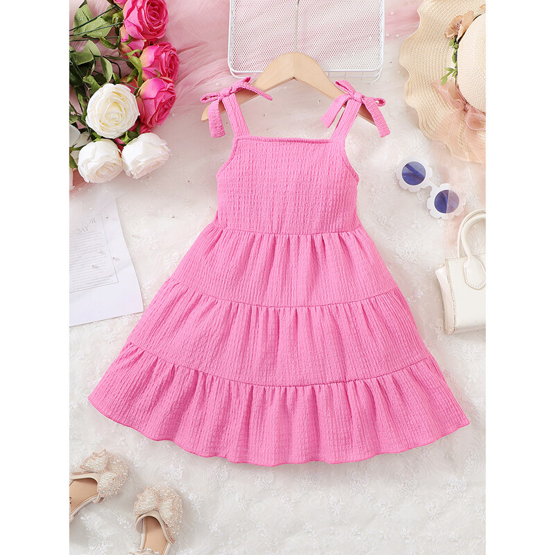 Lapsed Tüdrukud Suvised Printsessid Kleidid Sukarbid Ühevärviline Kleit Igapäevane Lihtsas Stiilis Moodsad riided 4-7-aastastele tüdrukutele
