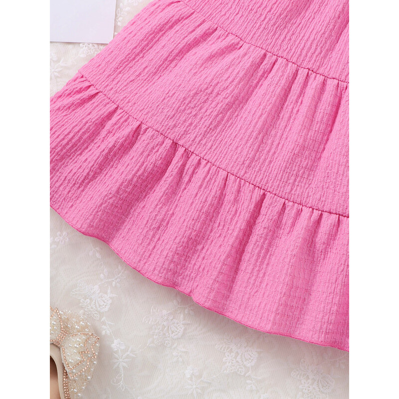 Lapsed Tüdrukud Suvised Printsessid Kleidid Sukarbid Ühevärviline Kleit Igapäevane Lihtsas Stiilis Moodsad riided 4-7-aastastele tüdrukutele