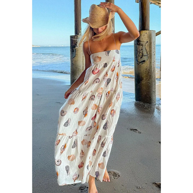 Moteriška S-XL dydžio pavasario vasara, nauja sluoksninė suknelė su spaudiniais INS Laisvi atostogos Moteriška madinga liekninanti universali nauja suknelė