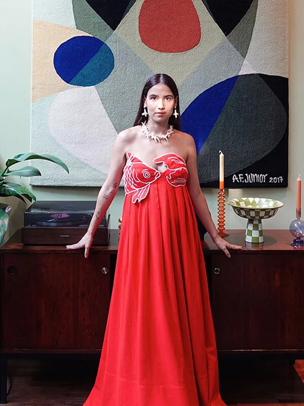 Seksikad punase kala trükisega traksid, pikad kleidid naistele šikk õlgadeta seljata, suur ääris, lahtised kleidid suvised daamide pidulikud tänavamantlid