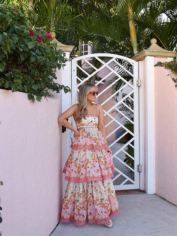 Elegantne duge haljine s otisnutim volanima, duge ženske haljine s izdubljenim leđima, bez leđa, dugi ogrtači Modna ženska ulična odjeća za zabavu na odmoru