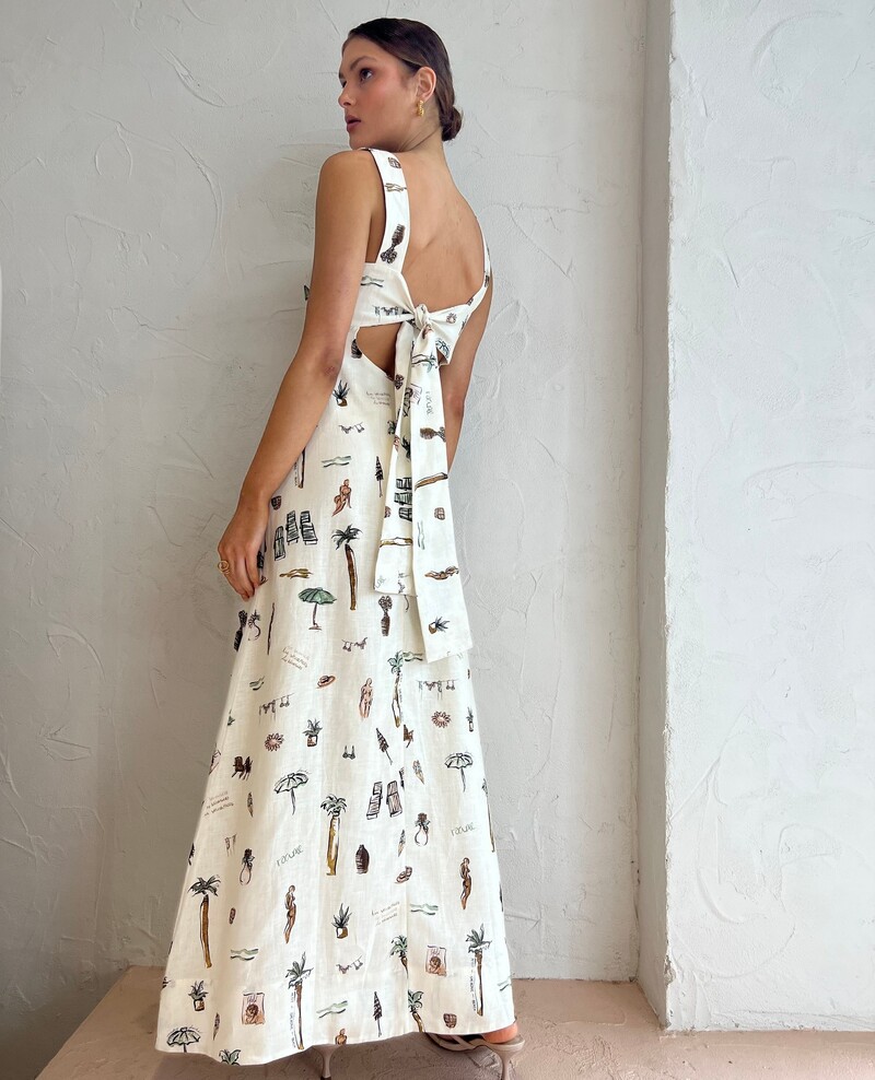 Rochie de in la modă și personalizată cu imprimeu graffiti, cu bretele, rochie sexy cu dantelă fără spate, fustă lungă pentru femei