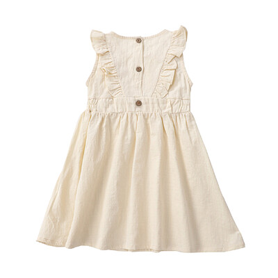 Laste lendavate varrukatega puuvillane kleit, tüdrukute seelik, suverõivad ühevärvilised lühikesed sisetükid