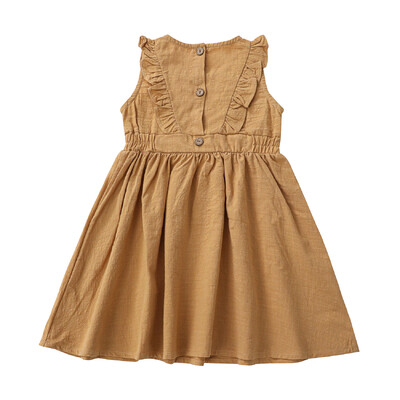 Laste lendavate varrukatega puuvillane kleit, tüdrukute seelik, suverõivad ühevärvilised lühikesed sisetükid