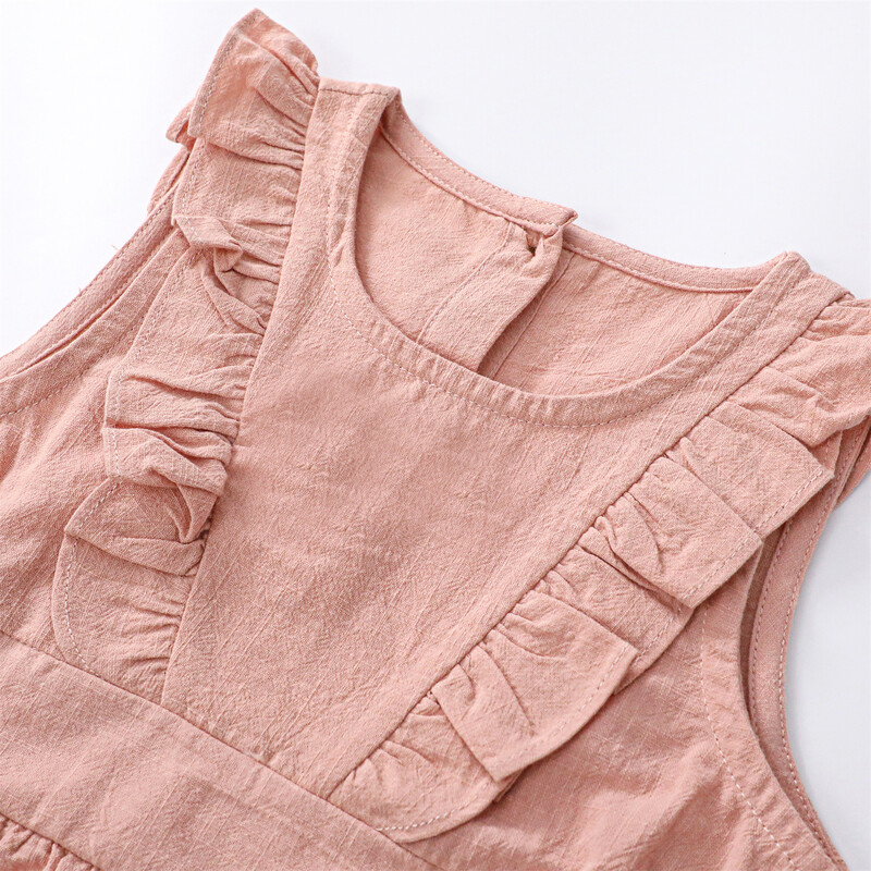 Laste lendavate varrukatega puuvillane kleit, tüdrukute seelik, suverõivad ühevärvilised lühikesed sisetükid