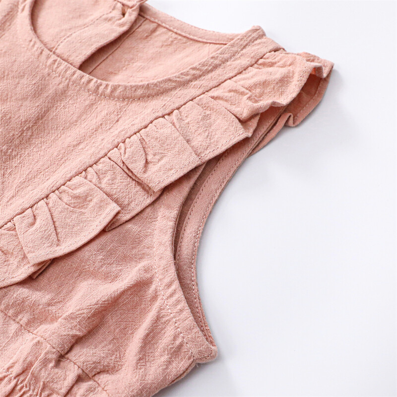 Laste lendavate varrukatega puuvillane kleit, tüdrukute seelik, suverõivad ühevärvilised lühikesed sisetükid