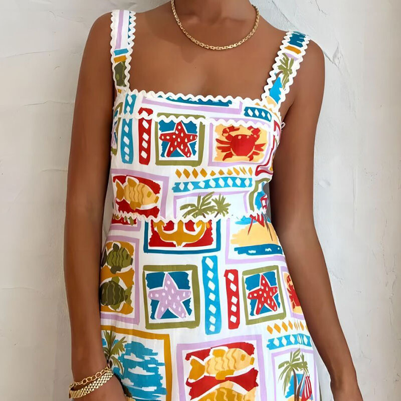 Vintažinio spausdinimo maksi suknelė moteriška vasarinė elegantiška berankove Boho klostuotos suknelės madingi gatvės drabužiai Šventiniai paplūdimio vakarėliai ilgi chalatai